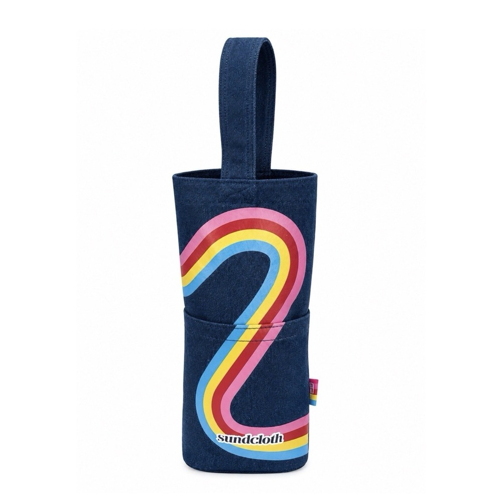 ModCloth Denim Rainbow Wine Tote Bag NEW Travel Beach
